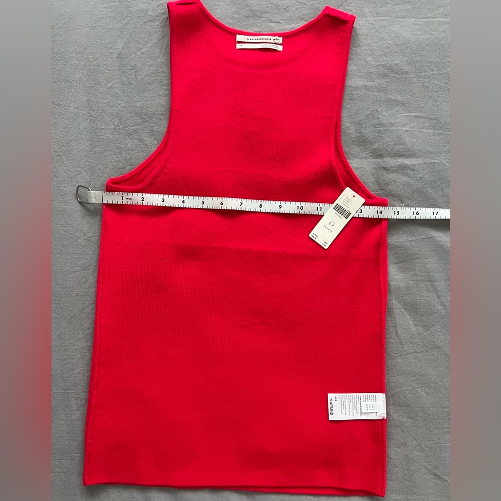Anthropologie High Neck Tank Top Shirt Womens L LP Petite Neon Pink Red Coral - Picture 10 of 16